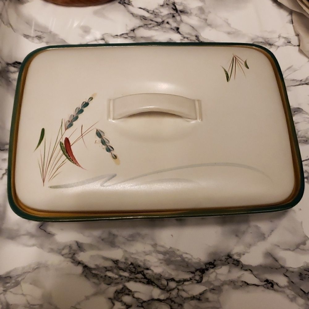 Vintage Denby Stoneware Greenwheat Oven Dish with cover and handle - Picture 2 of 11